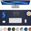 Non-Slip Desk Pad,Mouse Pad,Waterproof PVC Leather Desk Table Protector,Non-Slip PU Leather Desk Blotter, Easy Clean Laptop Desk Writing Mat for Office Work/Home/Decor(Midnight Blue, 24" x 13.7")