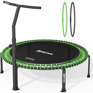 BCAN 500/550 LBS Soft Land Bungees Rebounder Trampoline, 40''/48'' Mini Trampoline for Adult, 2 Set of Bungees, Green