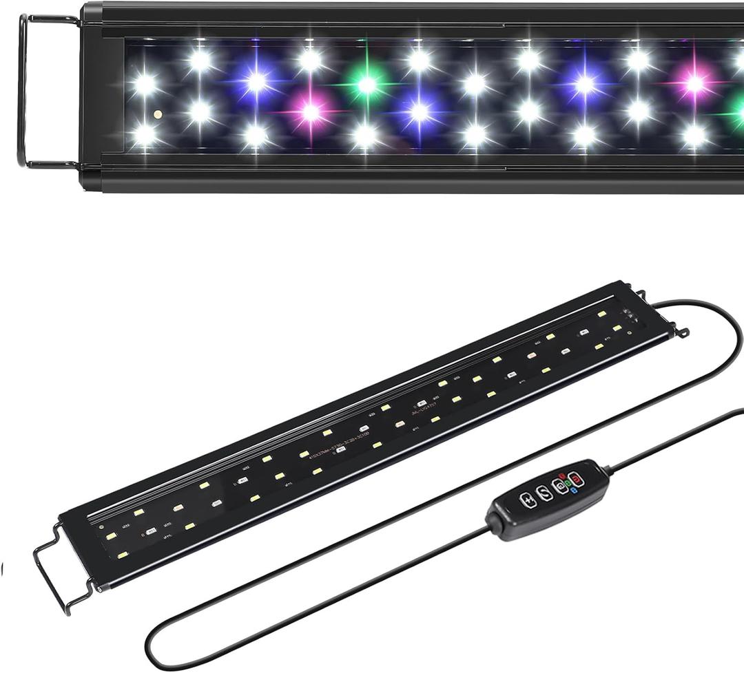 AQUANEAT LED Aquarium Light for 12 to 16 Inch Fish Tank, Auto On Off with Timer, Full Spectrum, Adjustable Brightness, Daylight Moonlight Mode, for Fresh Water Low-to-Mid Light Plants (12"-16")