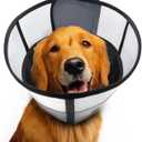 Soft Dog Cone for Dogs After Surgery, Breathable Pet Recovery Collar for Large Medium Dogs, Adjustable Dog Cone Collar, Elizabethan Collar (L, Black) (L (Neck: 16.5-18.9"))