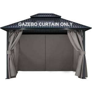 COWVIE 4-Panel 12' x 12' Gazebo Replacement Curtains, Patio Privacy Sidewalls with Double Zipper, Replacement for Outdoor Gazebo Canopy (Curtain Only) (Gray)