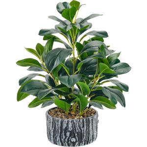 Der Rose Fake Plants Artificial Plants Indoor with Black and White Striped Pots for Room Home Bathroom Bedroom Kitchen Decor (1pack-green Style a)