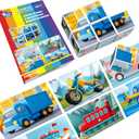 Magnetic Tiles Building Blocks, 1.65 inch Magnetic Cubes Toys, STEM Learning Educational 3D Cars & Vehicles Puzzles Game for Kids Ages 3-5, Classroom Must Haves Toys, Color: Transportation Vehicle