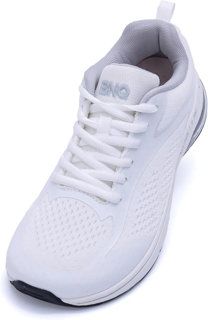 Wide Toe Box Shoes Women Arch Support Running Walking Plantar Fasciitis Comfortable Tennis Athletic Othotic Sneakers (White)
