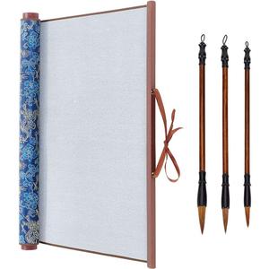 PH PandaHall 4pcs No Ink Chinese Calligraphy Set Reusable Water Writing Magic Cloth Scrolls Chinese Traditional Calligraphy Writing Brushes Pens for Beginners Professional Practice Chinese New Year