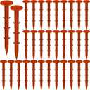 32 Pcs Garden Stakes Survey Markers Low Profile Survey Stakes Plastic Property Line Markers Anchors Spikes 6.3 Inch for Paver Landscape Fabric Lawn Edging Tarps Weed Barriers (Orange)
