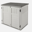 Suncast 34 Cu Ft Capacity Horizontal Outdoor Storage Shed for Garbage Cans, Garden Accessories, Backyard, and Patio Use, Vanilla (No Size)