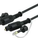 GE Digital Toslink Cable, Fiber Optic, 6 Foot Cable, Male to Male, PVC Jacket, 3.5mm Adapter for Portable Digital Equipment, for Home Theater, Sound Bar, TV, PS4, Xbox, PlayStation, 34111, multicolor