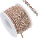 uxcell 11 Yard Crystal Rhinestone Close Chain Trim, Champagne Rhinestone with Silver Base, Modern Style, Wedding, Birthday, Christmas, Multiple Occasions
