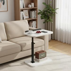 C Table End Table Adjustable Height,Laptop Table for CouchBedReading Nook,C Shaped End for Couch,360Swivel TV Tray,That Slide Under,Coffee SideTable (White)