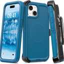 TUTUKII Magnetic Case with Belt Clip Holster, Heavy Duty Protective Phone Case, Shockproof Magnetic Phone Cover for iPhone 13/14/15 6.1" Sea Blue