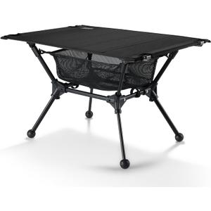 ONETIGRIS Dipper Camping Table, Lightweight Portable Folding Table with Mesh Storage Net, High/Low Options, Ideal for Camping, Hiking, Tailgating, Beach, Picnic, Travel, Backyard (Black)