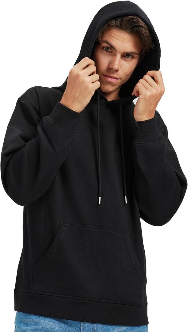 Zylioo Men Tall Sweatshirt Crewneck Pullover Long Fit Soft Casual Sweatshirt Top for Tall Men Daily Wear (Black)