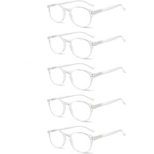 5 Pairs Reading Glasses - Standard Fit Spring Hinge Readers Glasses for Men and Women (5 Pack Transparent, 2.00)