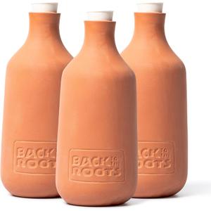 Back to the Roots Self-Watering Terracotta Olla Pot (Pack of 3), 700mL Provides 1 Week of Precision Watering