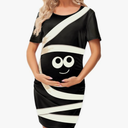 Pregnancy Costume Dress for Women Halloween Casual Side Ruched Short Sleeve Bodycon Maternity Outfit Mummy M