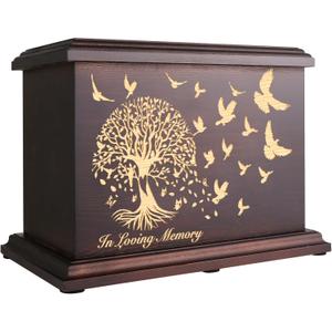 DGDCDV Cremation Memorial Urns for Human Ashes Adult Male Female, Wooden Urns Box and Casket for Ashes Men Women Child, Large Burial Funeral Urns for Ashes, Holds Up to 270 LBS