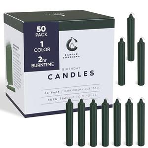 Candle Charisma 50 Green Spell Candles - 4" Unscented Paraffin Chime Candles, Smokeless & Dripless, Colored Candles, 2 Hours Burn Time 1/2 Inch Taper Candles for Rituals,Birthdays and Parties
