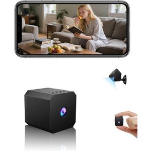 Mini Camera Wireless - 1080p WiFi Nanny Cam with Night Vision, Custom Motion Zones, Bluetooth Easy Setup, Small Home Security Cameras for Baby, Pet Monitor, Home/Indoor