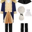 Gortykor Kids George Washington Costume Founding Father Costume for Boys American Colonial Uniform (L)