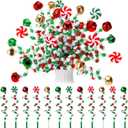 Tigeen 50 Pcs Christmas Candy Cane Pick Red Green White Christmas Tree Curly Pick Ornaments Xmas Candy Shape Tree Topper Decorations Home Office Crafts