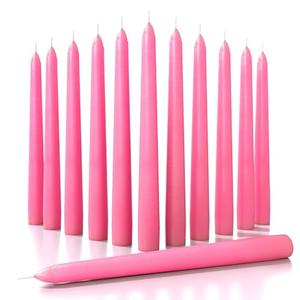 CANDWAX 8 inch Pink Taper Candles Set of 12 - Unscented Smokeless Dripless Tall Candlesticks - Perfect as Easter Candles and for Holidays, Ordinary Dinners and Special Occasions - Pink Candle Sticks