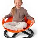 Spinning Chair for Autistic Kids, 360 Sensory Swivel Chair with Metal Base, Balance Training Seat for Indoor Outdoor Use, 165 lbs Capacity, Polypropylene Active Seat, Orange