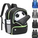 Soccer Backpack for Men Women Athletes, Equipment Bags with Ball Holder, Basketball Volleyball Backpack Water Resistant (Black Green)