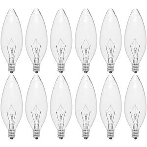 CYLYT 12-Pack E12 Candelabra Light Bulbs 40W Warm White 2500K, 380 Lumen Chandelier Light Bulb for Ceiling Fan, Indoor or Outdoor, B10 Clear Incandescent Candle Bulbs, Dimmable