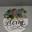 Welcome Sign for Front Door, Rustic Round Wood Wreaths Wall Hanging Outdoor Decor, Porch Fence Decorations Hanging Gift for Home Outdoor for Spring Summer Fall All Seasons Holiday Halloween Christmas