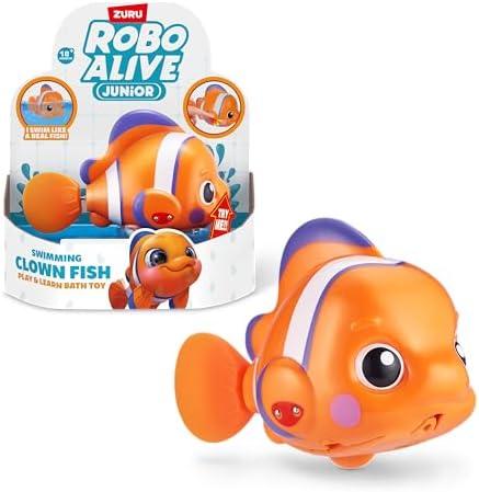Robo Alive Junior Little Fish Battery-Powered Baby Fish Bath Toy by ZURU Bathtub Water Toys with Batteries, Orange Fish