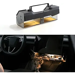 TPARTS Hidden Magnetic Under Screen Storage Box for Tesla Model 3 Highland 2024+/Model Y Juniper 2025+, Console Organizer Dashboard Tissue Holder with Warm White Light (Standard/Premium/Performance)