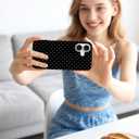 Jusy Compatible with MagSafe Polka Dot Case for iPhone 16 Pro Max, Cute Aesthetic Polka Dots Magnetic Phone Case, Soft TPU and Hard PC Protective Phone Cover for Women Girls (Matte) - Black