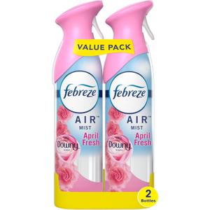 Febreze Air Mist Air Freshener Spray, Odor-Fighting Room Spray, Air Fresheners for Home and Bathroom and Kitchen, Aerosol Can, Downy April Fresh Scent, 8.8oz (Pack of 2)