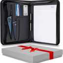 Forevermore Portfolios Padfolio Binder - Professional Faux Leather Travel Organizer Pouch for Tablet, Documents, Presentation Folders, Zipper Closure, Notepad - Black