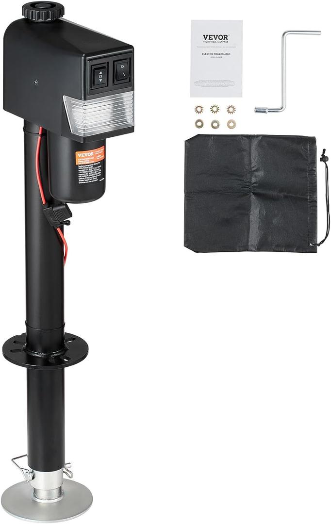 VEVOR Electric Trailer Jack, Power Tongue Jack Weight Capacity 3500 lbs, 9.84"-33.85" Electric Tongue Jack with Waterproof Cover for Lifting RV Trailer, Horse Trailer, Utility Trailer, Yacht Trailer (3500lbs)