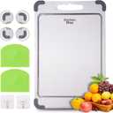 Premium 316 Stainless Steel Cutting Board Non Toxic - Food Grade Stainless Steel Construction -14" x 9.60 Dishwasher Safe Metal Cutting Boards for Kitchen with Grooves for Meat, Vegetables, or Fruit