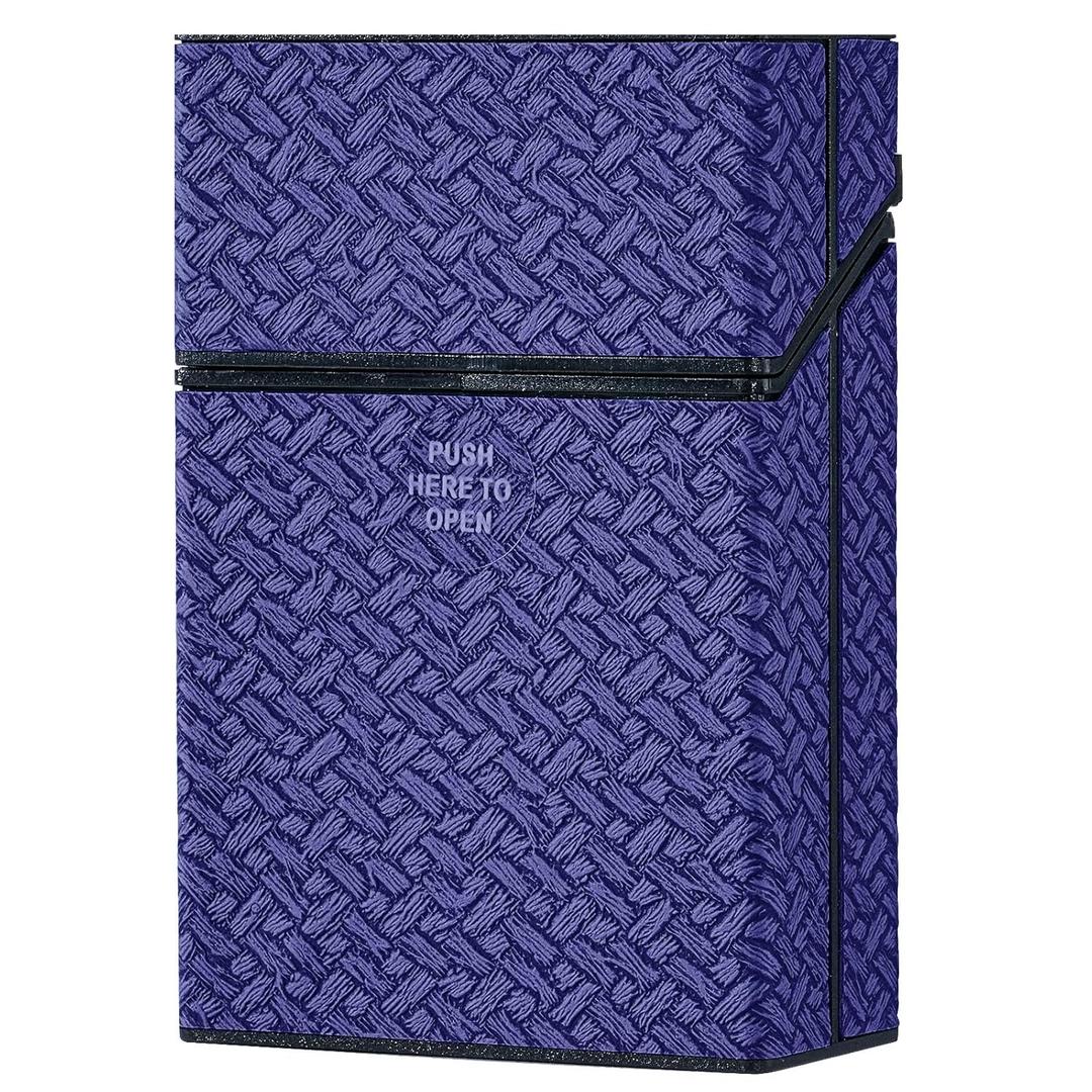 2 x Cigarette Case, Woven Pattern with Elastic Switch, Up to 20 Cigarettes for 85mm King Size (Blue)