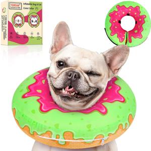 Inflatable Dog Pillow Cone Alternative After Surgery, Donut Soft Head/Neck Collar for Beagle Dachshund Medium Dogs, etc, Protective Comfortable E Collar Recovery Cone Does Not Block Vision