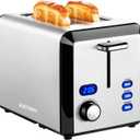 Toaster 2 Slice, Wide Slot Stainless Steel Toaster with 6 Browning Levels, Reheat & Defrost, for Bagel, Toast, Bread, Kitchen Essentials, Removable Crumb Tray (sliver)