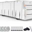 FRUNO Oxford Fabric Class A RV Cover Fits 33'-37' Waterproof Rip-Resistant Anti-UV Motorhome Camper Cover for Winter Snow with 4 Tire Covers and Gutter Covers