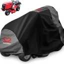 Riding Lawn Mower Cover, Upgrade Heavy Duty 600D Waterproof Polyester Oxford Tractor Cover UV & Dust & Water Resistant, Universal Fit Decks up to 54" with Drawstring & Storage Bag (Black and Grey)