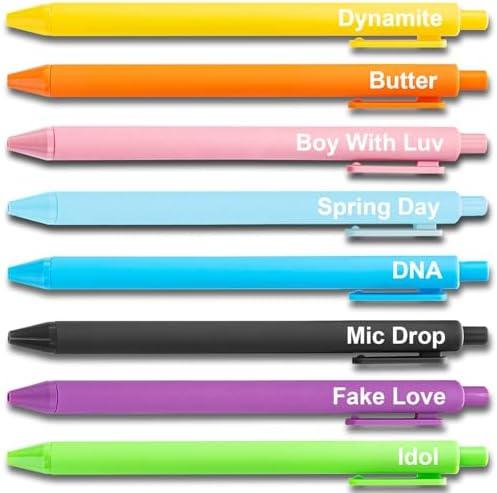 8 Pieces Kpop Gifts Merch Pen Set, Cute K pop Gel Pens, Office Supplies for Music Fans, 