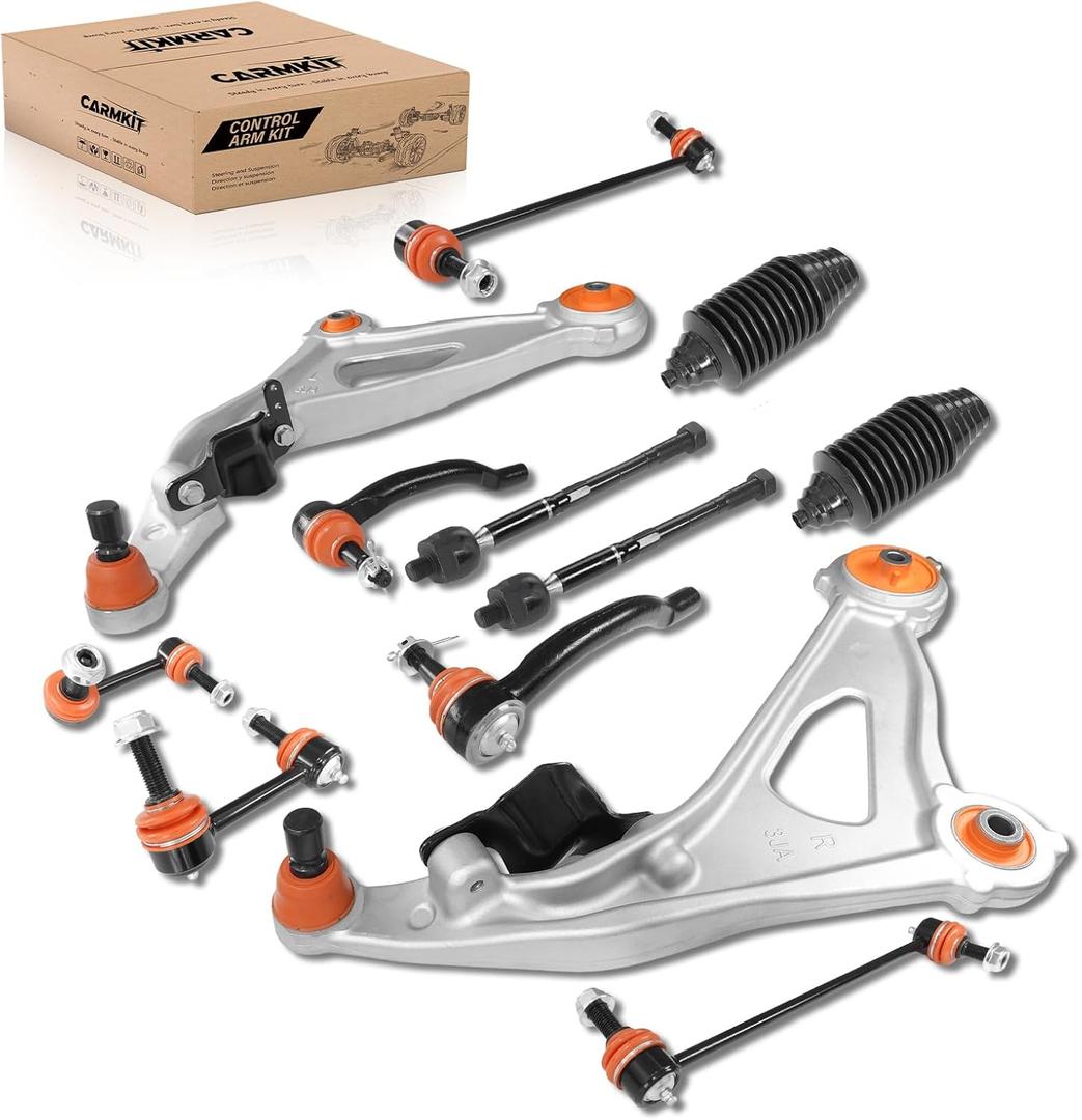 Front Lower Control Arm Suspension Kit with Orange Ball Joint Sway Bar Inner Outer Tie Rod Boot Compatible with 2013-2020 Nissan Pathfinder 2013 Infiniti JX35 2014-2022 Infiniti QX60,12PCS