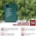 9FT Pre-Lit Artificial Christmas Garland with 50 LED Light Battery Operated, Holiday Decorations with 300 Tip Branch, for Indoor Door Home Stairs Fireplaces Wall
