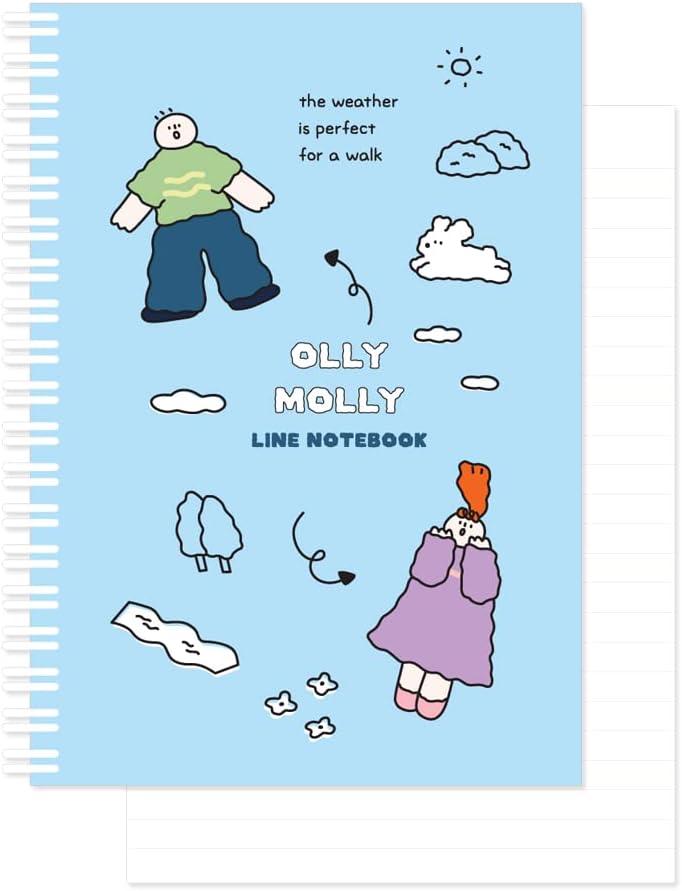 Monolike Olly Molly A5 Line Spiral Notebook, Perfect day - Hardcover 5.83 x 8.27inch 128 Page Monolike Olly Molly A5 Line Spiral Notebook, Perfect day - Hardcover 5.83 x 8.27inch 128 Page