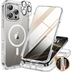 Miracase for iPhone 16 Pro Max Case 6.9'', [Bubble Free] Full-Body Bumper Phone case with Built-in Full Glass Screen &Lens Protector,Compatible with MagSafe,Drop Proof 16 Pro Max Cover,Clear