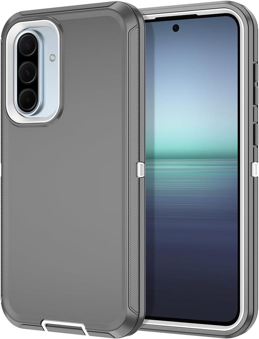 I-HONVA for Samsung Galaxy A36 5G Case Shockproof Dust/Drop Proof 3-Layer Full Body Protection [Without Screen Protector] Rugged Heavy Duty Cover Case for Galaxy A36 5G,Grey/White