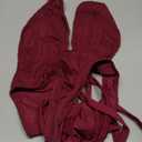 ZAFUL Women's One Piece Swimsuit Deep V Neck Ribbed Self Tie Sexy High Cut Bathing Suit Crisscross Back Swimwear, M