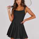 ANRABESS Women's Tennis Athletic Pleated Summer Mini Dress 2026 Golf Workout Build in Shorts Casual Romper Short Sundress (Black, L)